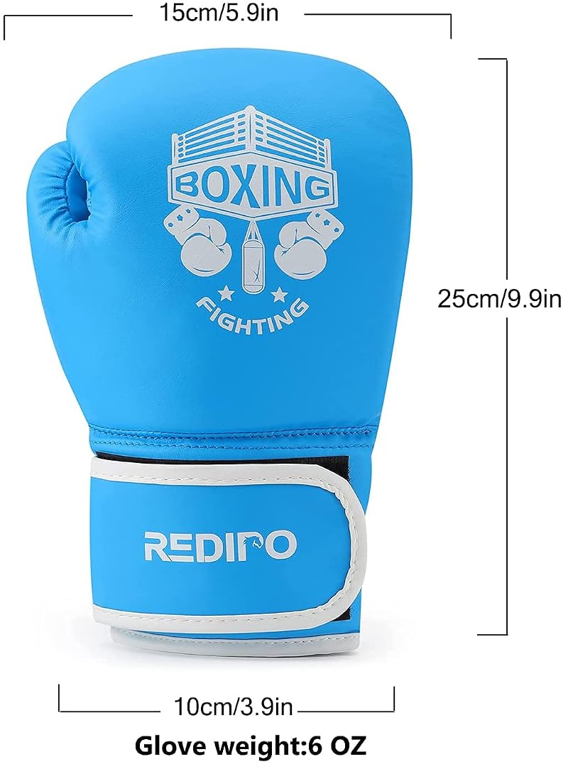 Kids Boxing Gloves 6oz Blue - Sponge Foam Training Sparring Gloves for Boys & Girls Aged 3-9 (Variation: Blue+6oz)
