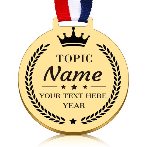 Custom Medals for Awards Personalized Award Medals with Ribbons Gold Winner Medals Bulk Recognition Medals for Sports Ceremony Graduation Corporate Event School Competition Customized Event Medal