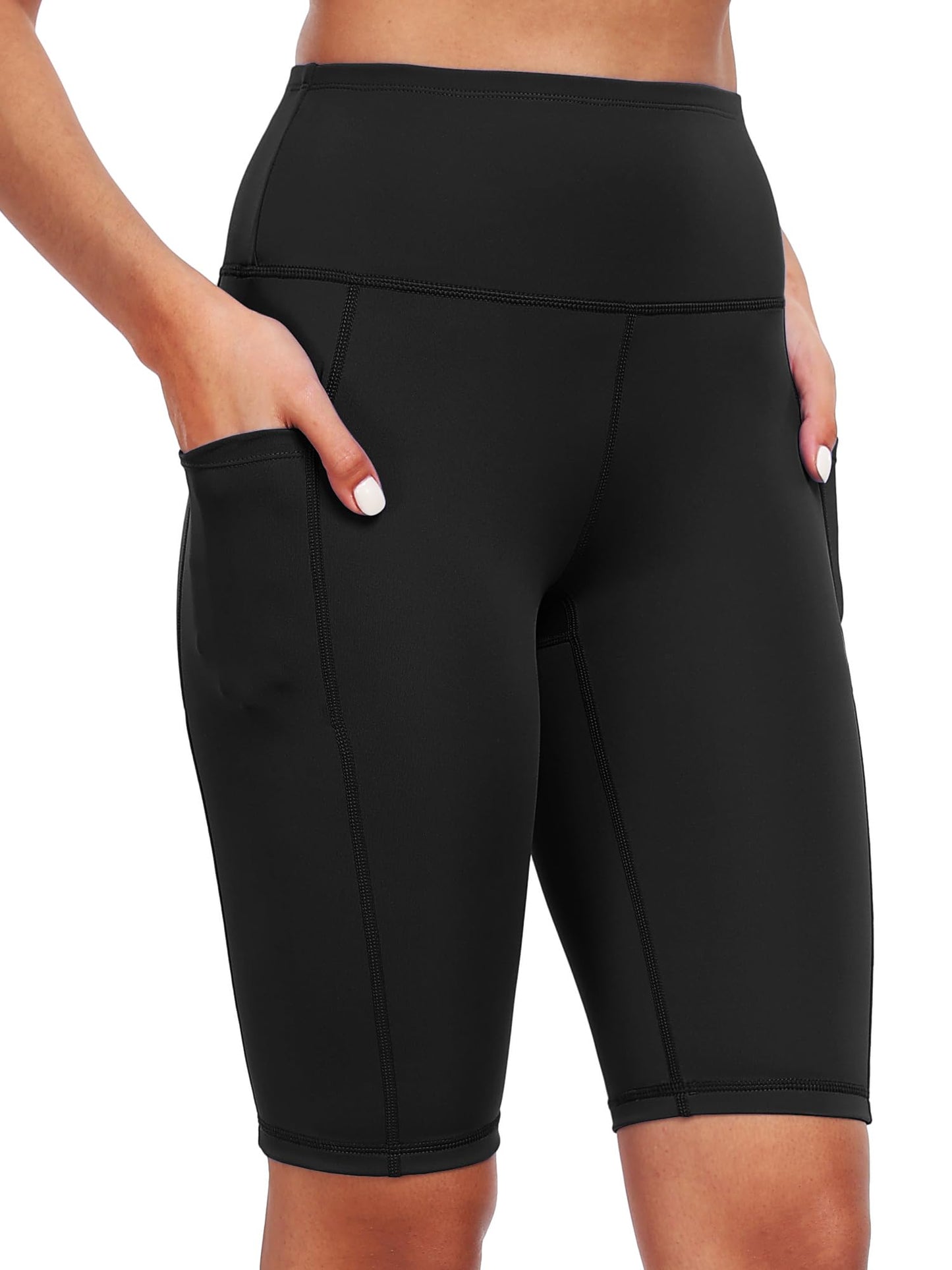CADMUS Women Biker Shorts Athletic Compression for Yoga Workout with Big Pockets,4 Pack,1026,Black+Grey+Navy Blue+Wine Red,Small