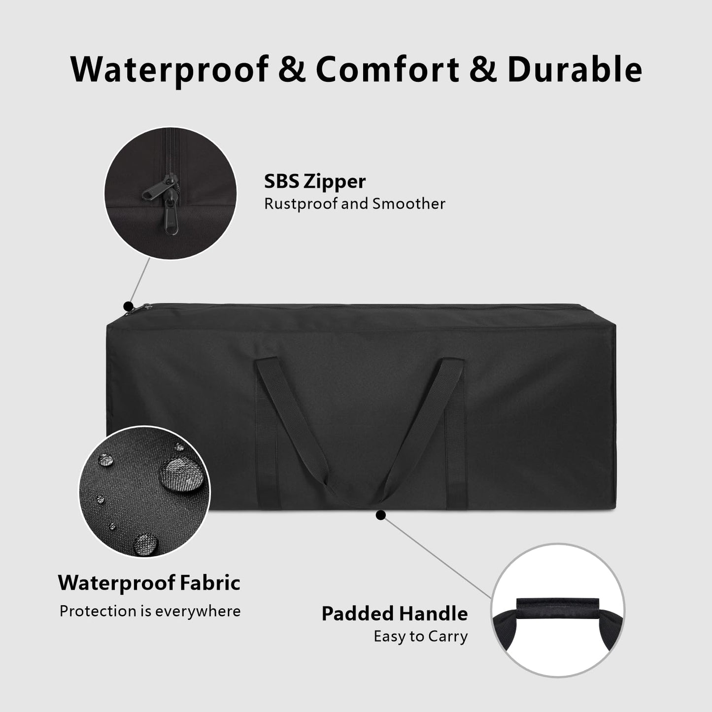 TOPDesign 1-Pack 36 Inch Small Zippered Duffel Bag for Travel Camping Sports Equipment Storage, Waterproof Foldable Luggage Bag with Padded Handles (Black)