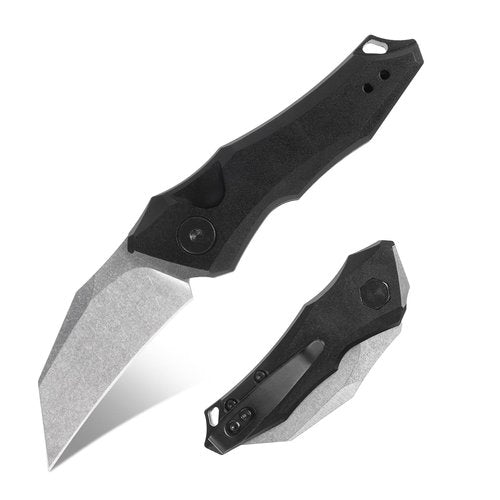 8Cr13Mov Steel Folding Knife with Clip, Foldable Knife with gray aluminum handle, Portable Pocket Knives for Men Ideal for Outdoors and Everyday Cutting, father's day pocket knife
