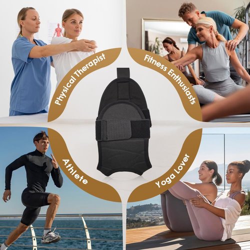 Stretching Strap with Loops for Physical Therapy, Non-Elastic Yoga Strap for Stretching, Hamstring Foot Stretcher for Plantar Fasciitis Treatment, Flex Strap & Leg Stretch Band for Exercise (Black)