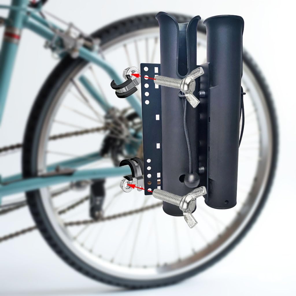 2-Tubes Fishing Rod Holder for Bike, Bike Fishing Pole Holder and Carrier,Rod Rack for Bicycle Fishing,Perfect Fishing Gift