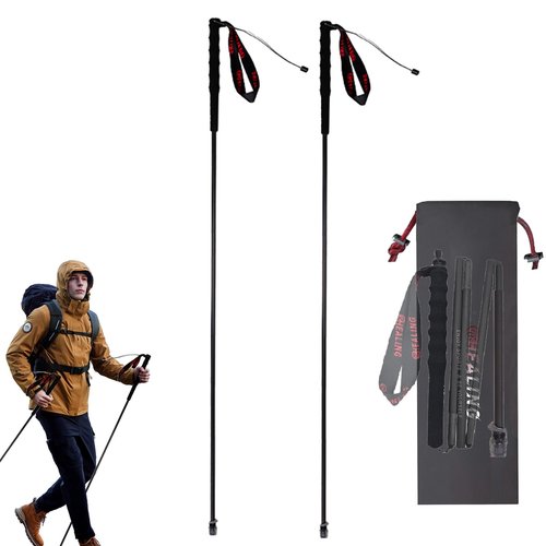 Carbon Fiber Trekking Poles - 2 Pack Ultralight Foldable Walking Sticks for Hiking, Camping & Mountaineering | Anti-Shock Ergonomic Hiking Poles with Cork Grips for Men & Women (110CM)