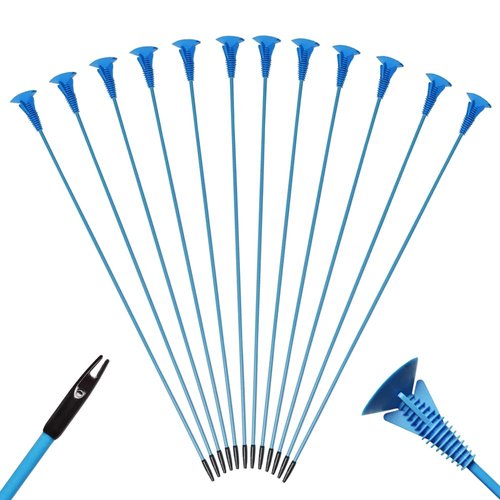 Runzkzy 12 Suction Cup Arrows for Archery Bow, Glass Fiber Sucker Arrow for Youth and Beginner Target Shooting Parctice, Sucker Play Arrows with Rubber Tip for Outdoor Game