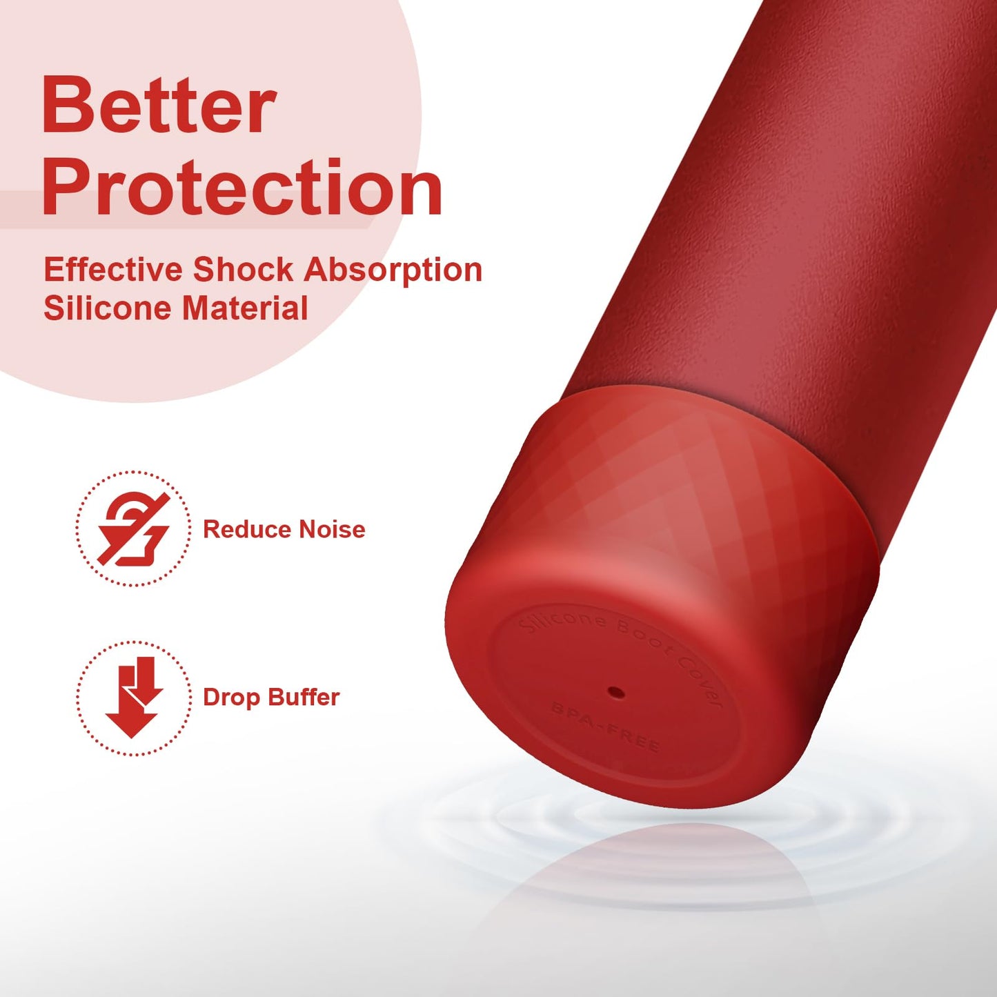 2PCS Silicone Water Bottle Boot for Owala 32 Oz, Anti-Slip Protective Sleeve Bottom Bumper Protector for FreeSip, Twist, and Flip Stainless Steel Water Bottles (Dark Red)