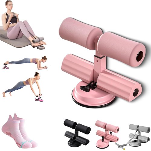 Ab Training Auxiliary Device, Multi-functional Adjustable Ab Trainer Equipment, Double Suction Cups, Three Levels of Height Adjustment, Fitness Equipment for Home & Gym (Pink,Single suction Cup)