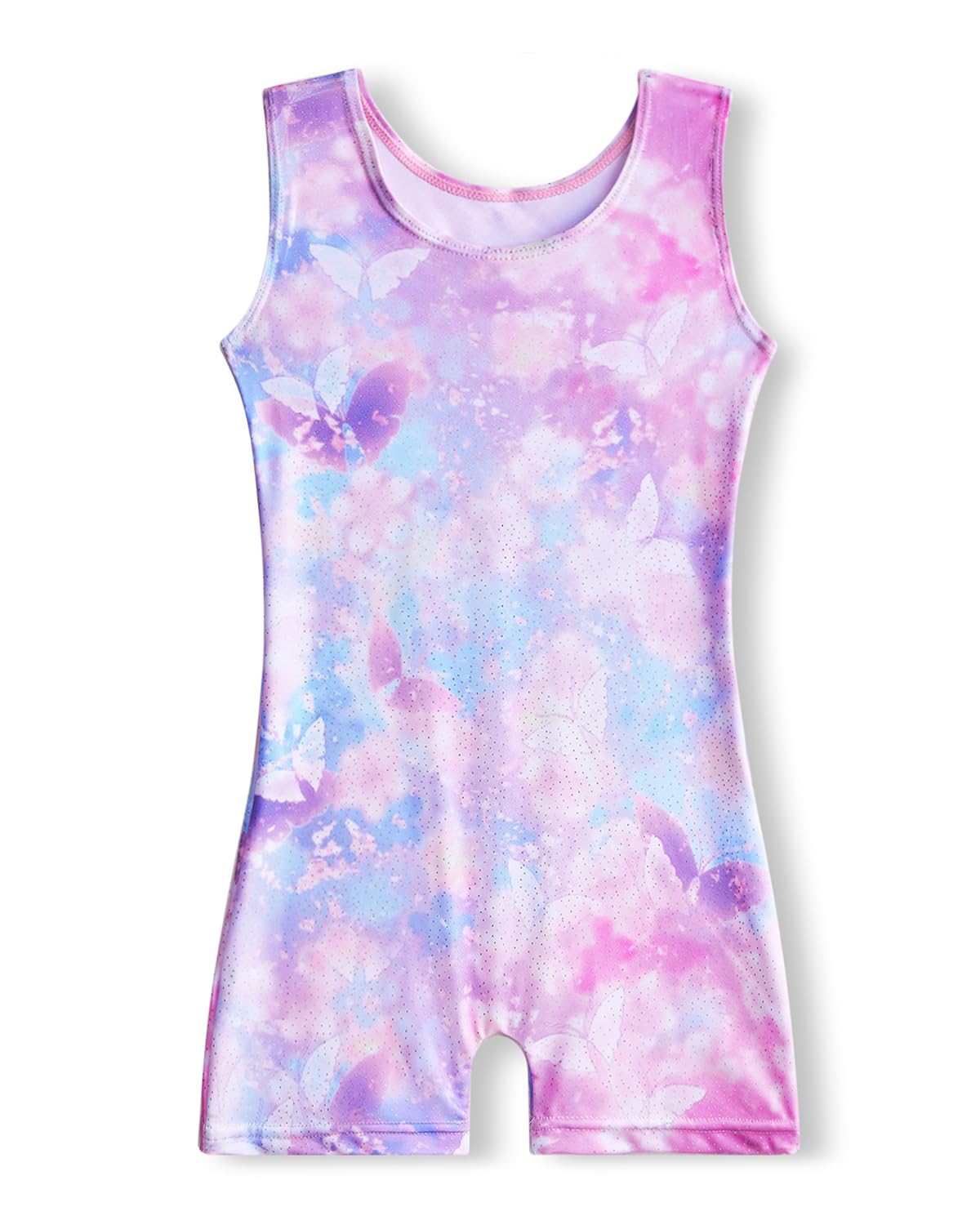 MYQFF 5t Gymnastics Leotard for Girls Dance Ballet Leotards for Kids Teens Biketards Tumbling Hip Hop Dance Outfits for Competition Training Performances Pink Purple Butterfly