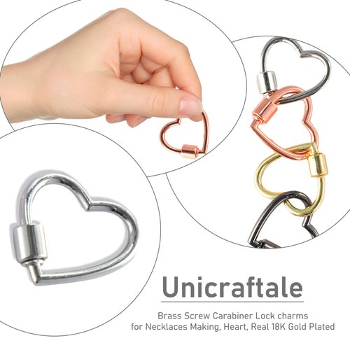 7pcs Heart Carabiner,Metal Screw Carabiner, Heart Shaped Key Ring,Strong and Durable,Not Easy to Fade,Suitable for Camping,Hiking,Fishing Trips(Gold*4+Silver*1+Rose Gold*1+Black*1)