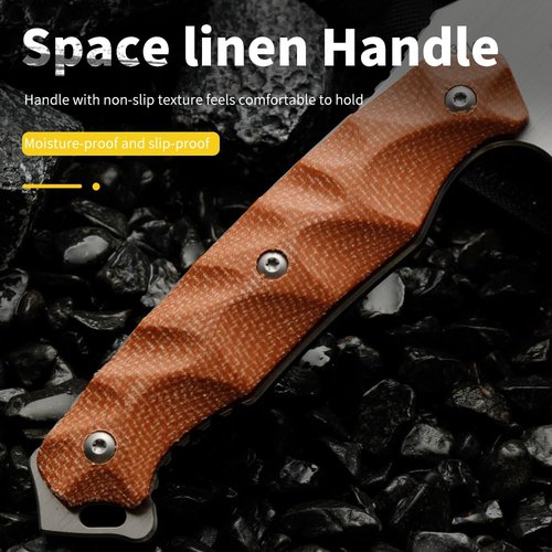 HUANG FU Tactical Fixed Blade Hunting Knife Set with Kydex Sheath, Brown and Green G10 Handles, Stainless Steel (Green handle)