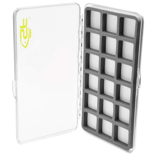 SF Large Magnetic Fly Box Slim Floatable for Fly Fishing Super Thin Fishing Boxes Clear Multi 18 Compartments Tackle Box Small for Fly Hooks Fly Tying Beads