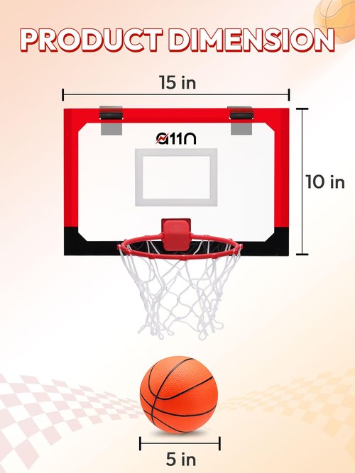 A11N Sports Mini Indoor Basketball Hoop Set, Over The Door Basketball Game Set with Foldable Rim, 3 Balls & Pump, Ideal for Bedroom, Office, Dorm, or Gifts