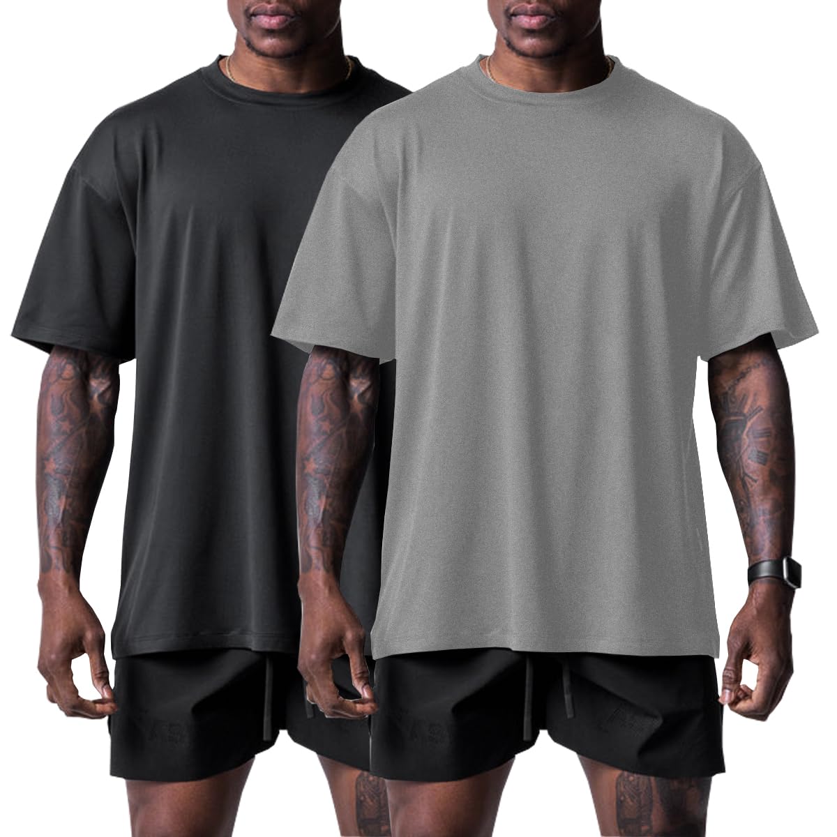 Muscle Killer 2pack Mens T Shirt Gym Workout Dry Fit Short Sleeve Athletic Fitness Lightweight Crew Neck Tee Shirts Casual Loose Fit