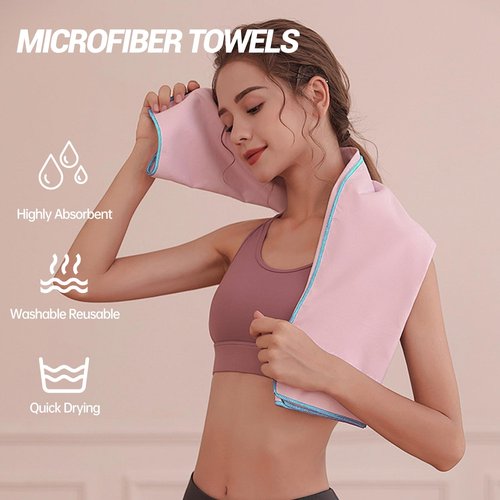 LERAO Gym Towels for Women,Workout Towels Quick Dry Towel,Yoga Towel for Hot Yoga Non Slip,Sweat Towel for Gym(2pcs,Pink)