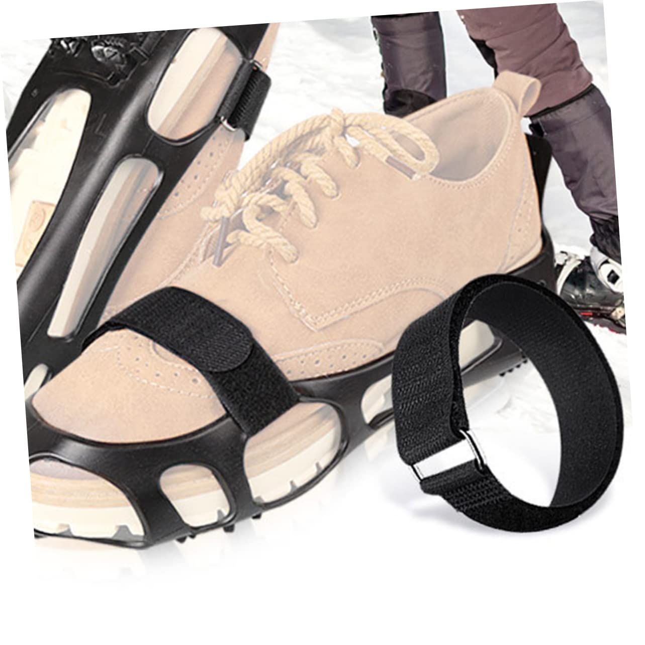 Ipetboom 4Pcs Ice Grippers for Shoes Traction Straps for Climbing and Hiking Gripper Binding Straps for Boots and Casual Shoes Lightweight and Elastic Design