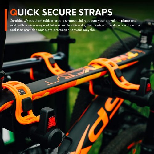 Soarify Bike Rack for Car, SUV, RV, Mount Hitch Bike Back 4, Up to 143 lbs Load Bicycle Rack Carrier Rubber Straps, Tilt Release with 2" Hitch for Cars (2 Bikes)