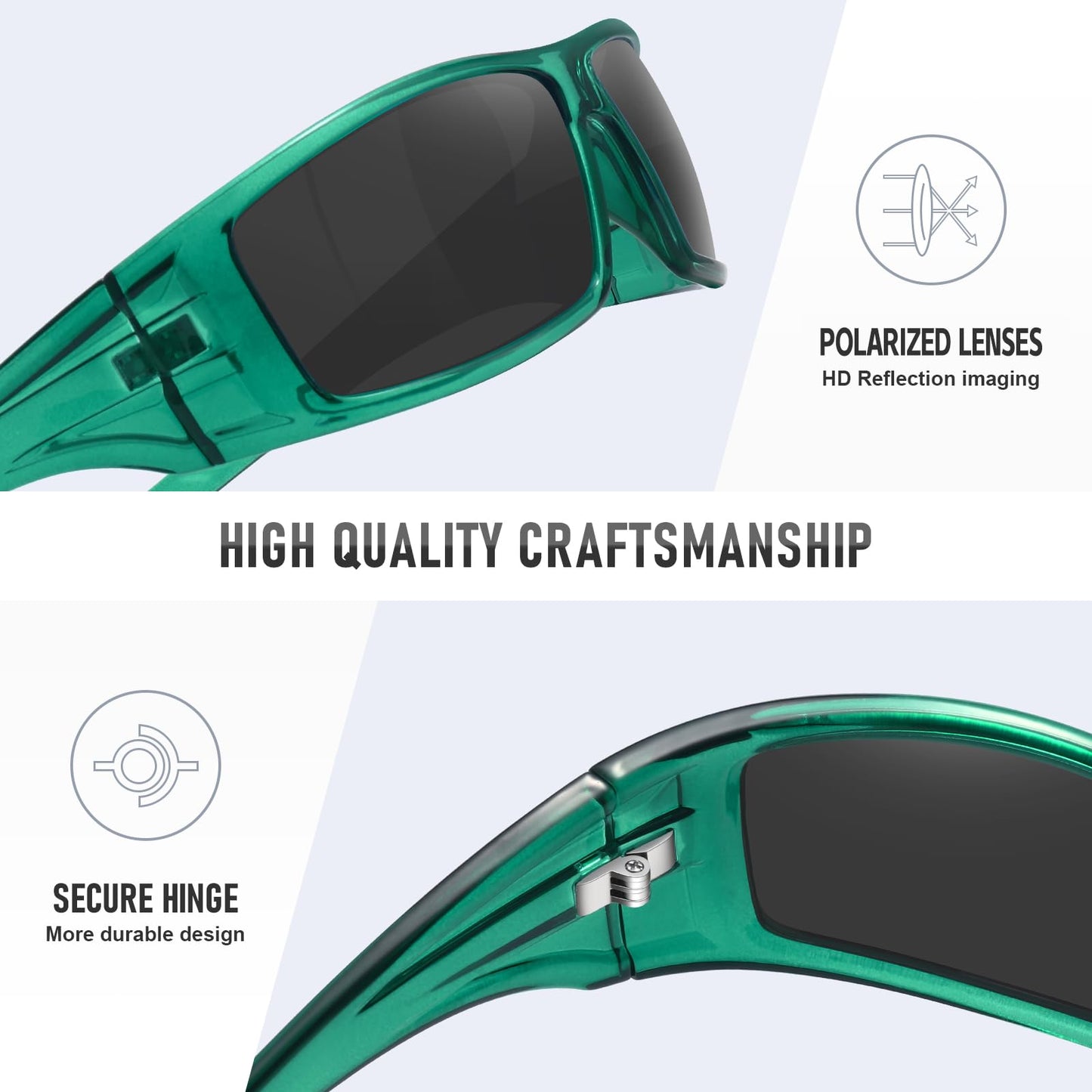 Ofwin Polarized Sports Sunglasses for Men Women Unbreakable Frame Cycling Fishing Wrap Around Sunglasses UV400 Protection 1-Clear Green/Gray Lens
