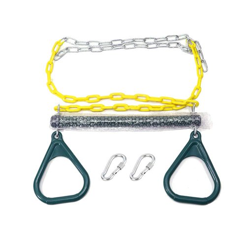 Take Me Away 18'' Trapeze Swing Bar Rings 48'' Heavy Duty Plastic Coated Chains Swing Set Accessories