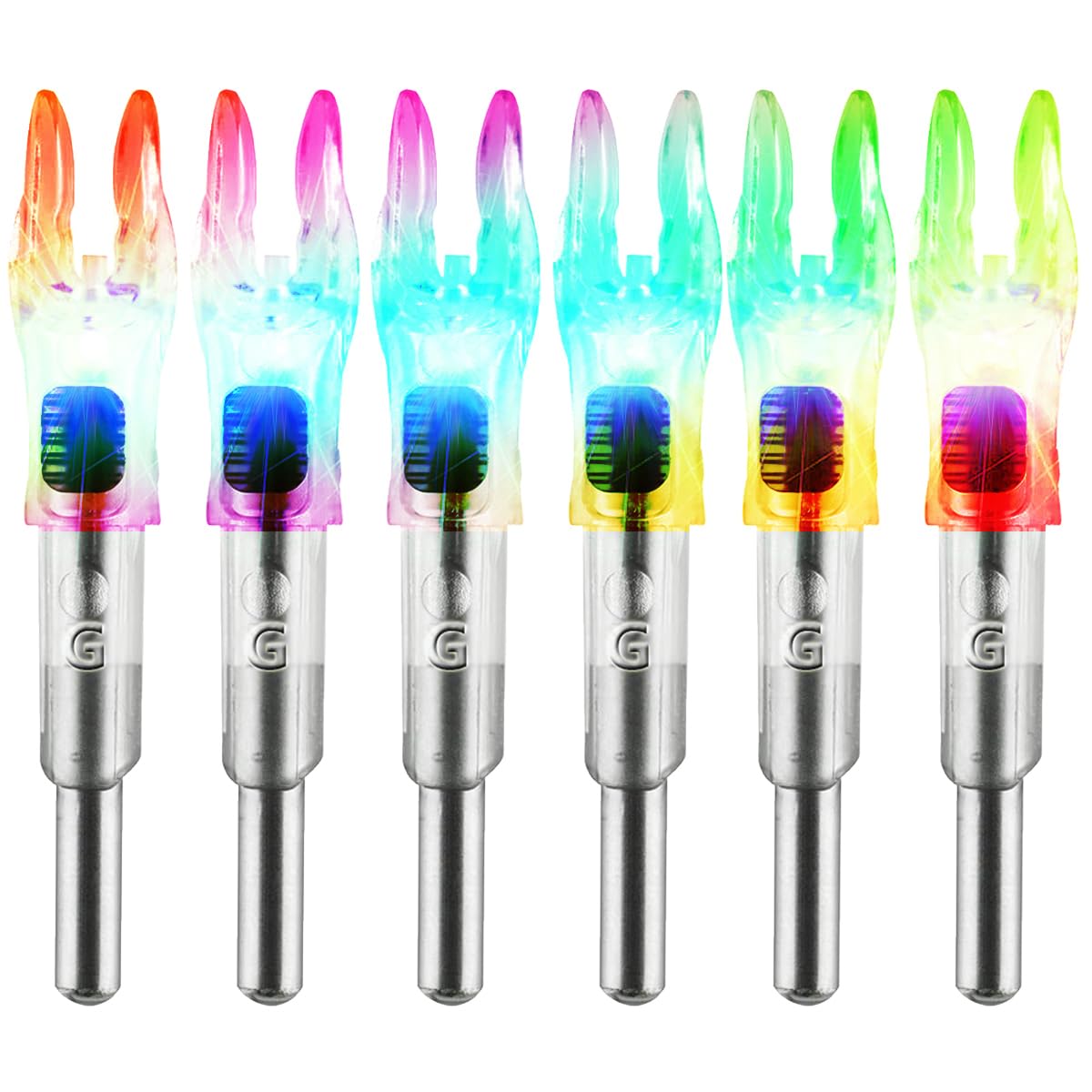 KEAUP G Lighted Nocks 6 PCS with X Bushing for Arrows with .165.204 Inside Diameter with ON/Off Switch LED Nocks Archery Nocks (Flash)