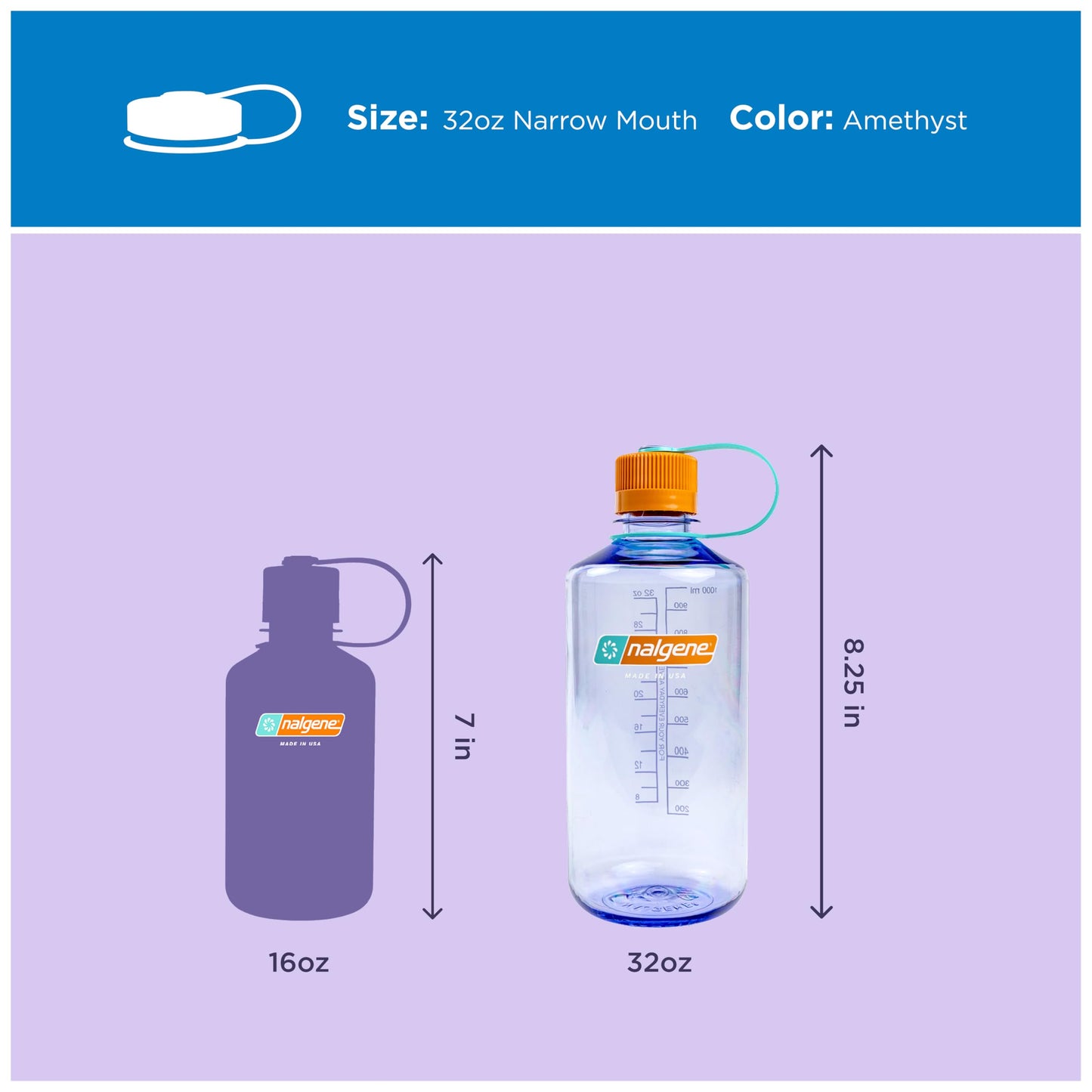 Nalgene 32 oz Narrow Mouth Water Bottle, Amethyst