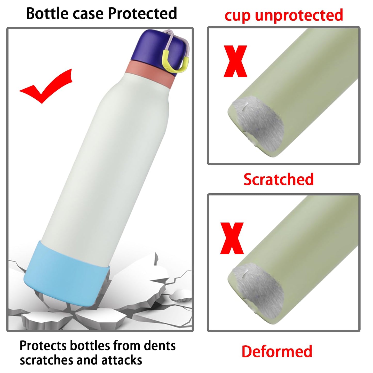 Generic 2pcs Silicone Boot for Owala FreeSip Twist Water Bottle, 24oz, Anti-Slip Protective Sleeve, Anti-Slip Bottom Protective (Sky Blue)