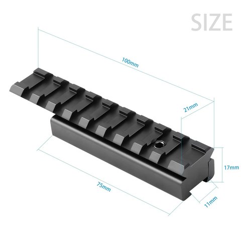 Dovetail to Picatinny Rail Adapter, 11mm Dovetail to 21mm Upgraded Build-in Locking Screws Picatinny Rail Low Profile Scope Mount Converter Base 3/8" to 7/8" Converter-9 Slots-Black-(1 Pack)