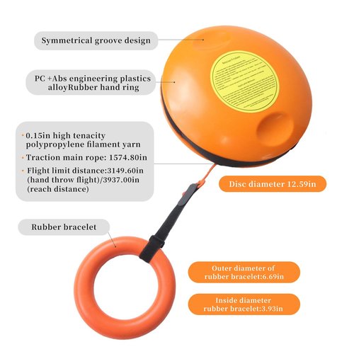 YUPINZHENAI Throwable Emergency Rescue Disc for Water and Ice Emergencies Rescue Equipment, 131ft Rescue Rope, Throwable Device for Kayaking and Rafting, Safety Equipment for Raft and Boat