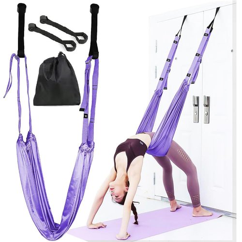 Elfzone Dance Stretching Equipment - Yoga Strap, Backbend Training Yoga Stretching Rope with Door Anchor, Flexibility Trainer Stretching Equipment Assist Stretch Strap for Fitness Gymnastics Dance Aerial Yoga Ballet
