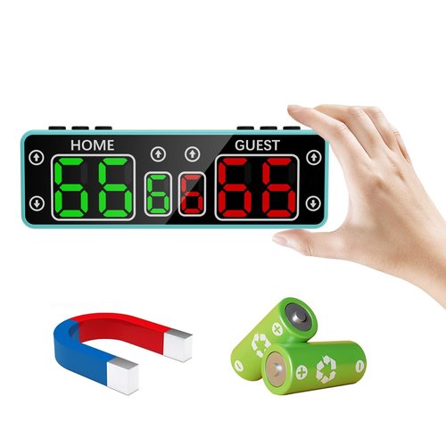 GAN XIN Cornhole Scoreboard,Battery Powered Ping Pong Score Keeper with Touchscreen Button&Top Button,LED Digital Electronic Scoreboard with Buzzer,Shuffleboard/Indoor Games & Sports(Blue)