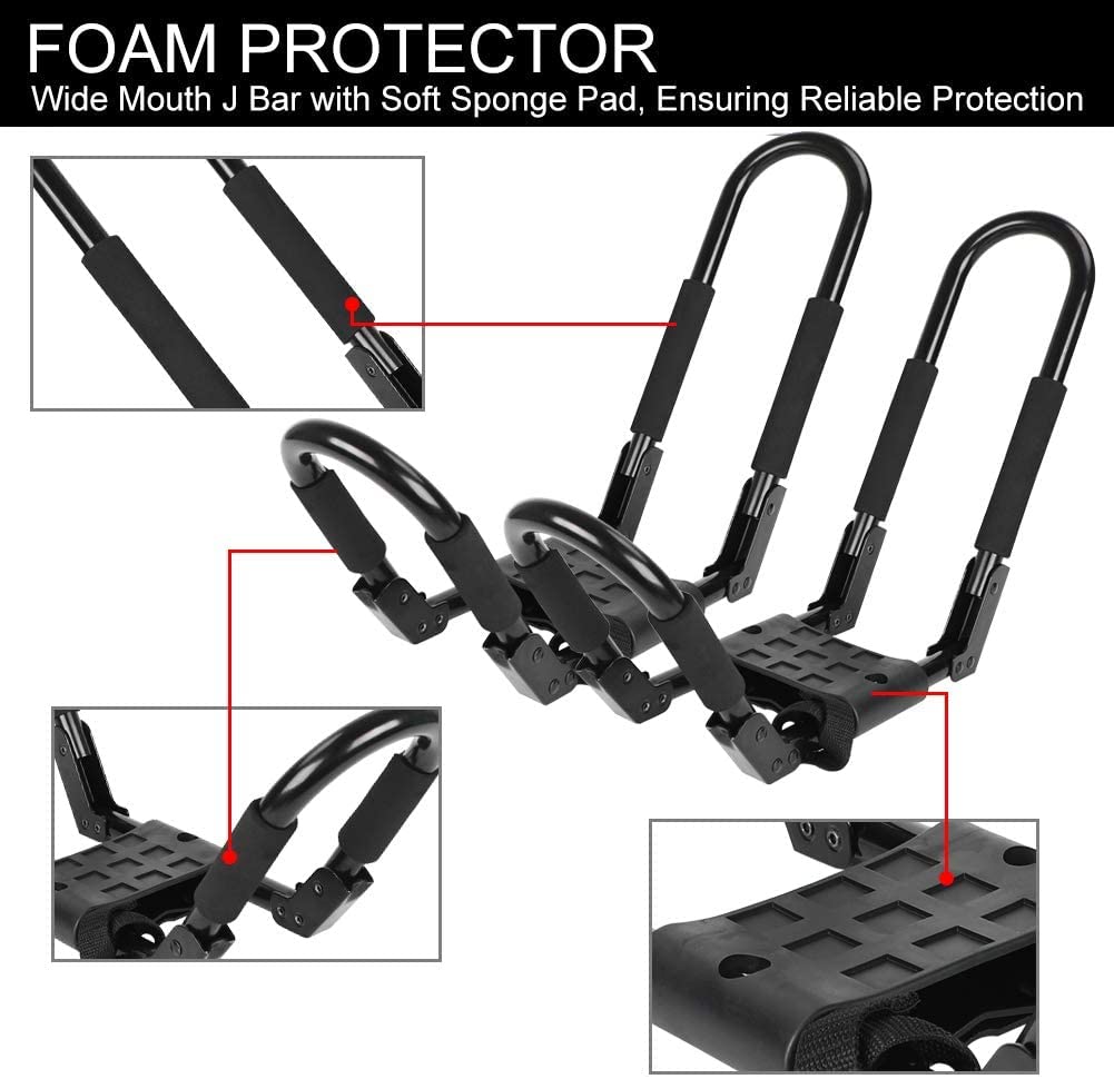 Kayak Roof Rack Foldable Kayak Roof Carrier Rack for Car, SUV, Pickup, Trucks, Kayaks Canoes Paddle Board Car Rack