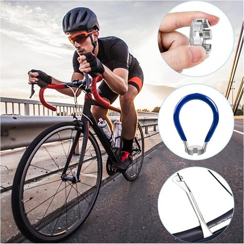 fixinus 4 Piece Bicycle Spoke Wrench, Universal Forged Steel Bike Rim Correct Tool Bicycle Spoke Tool for Adjust Bicycle Wheel Tension