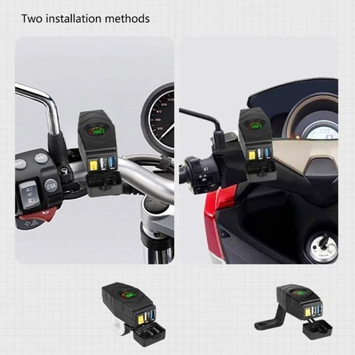 Ruitutedianzi C1FB 20-80V E-Bike Handlebar USB Charger 24V 36V 48V 60V QC3.0 Quick Charger Adapter(Blue Light) Easy to Use