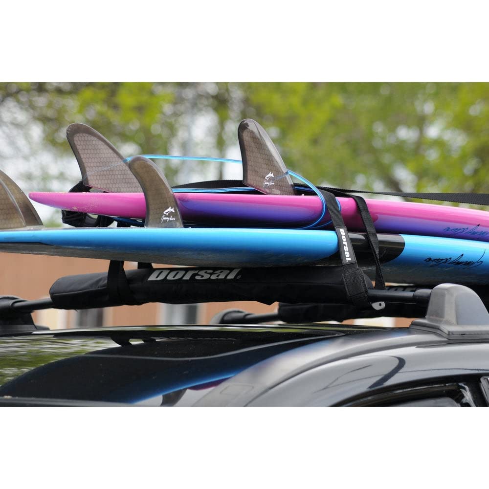 DORSAL Aero Roof Rack Pads for Factory (Narrow) Crossbars - Pack of 2 for Surfboards Kayaks Sups Snowboards Polyester 20" Inch OEM Aero Bars Black