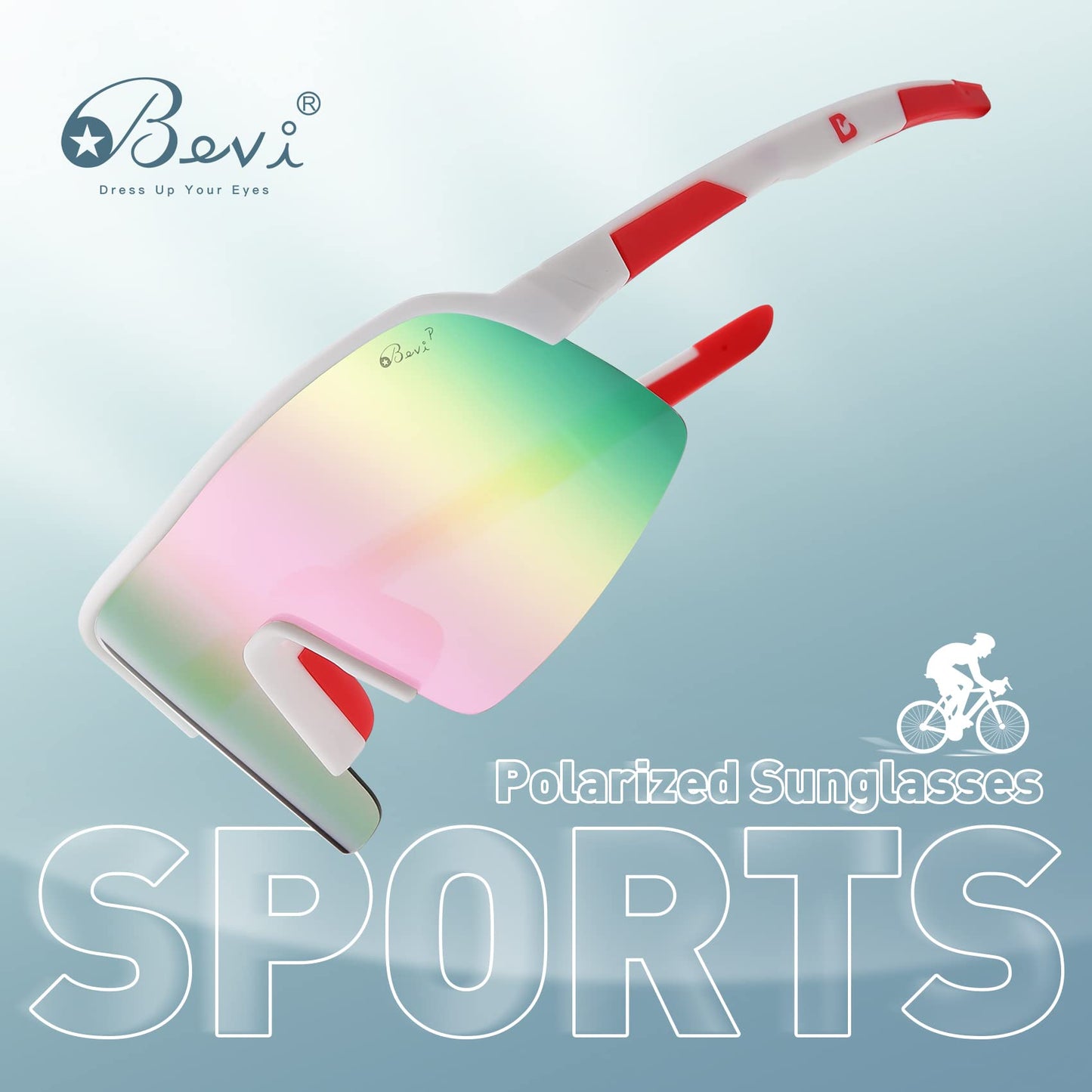 Bevi Sports Sunglasses Polarized Lens with TR90 Durable and Flexible Frame for Men Women Running Driving Cycling Etc 2736HC5