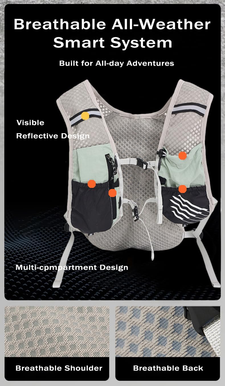 Hydration Running Vest Ultra-Lightweight for Women Men [2025 Upgraded], Breathable All-Weather Water Vest Hiking Backpack, Adjustable Water Backpack for Hiking, Cycling, Trail Marathon Race - Black