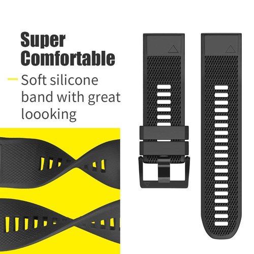 NotoCity Compatible Fenix 5X Band 26mm Width Soft Silicone Watch Strap for Fenix 8 51mm/Fenix 6X/Fenix 7X/Fenix 5X Plus/Fenix 6X Pro/Fenix 3/Fenix 3 HR/Tactix/Descent MK1/D2 Delta PX/D2 Charlie-Black