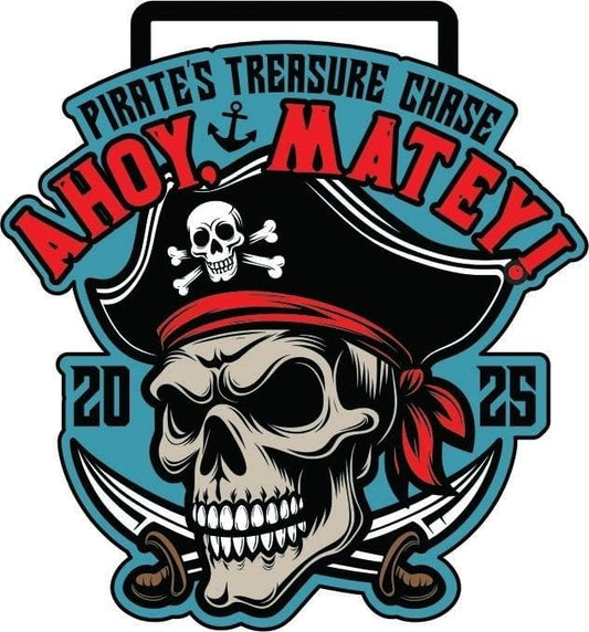 2025 Pirate’s Treasure Chase Virtual Race Medal – 1M 5K 10K 13.1 26.2 Distances – Complete Anytime in September Event – Medal & Bib Included – Fun for All Ages