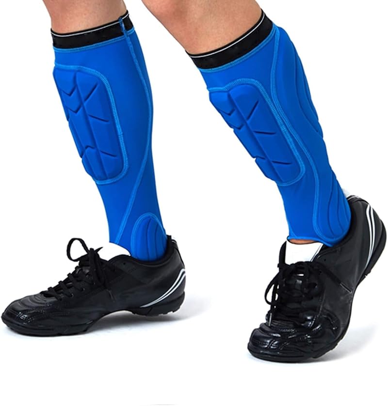 Norespnea Soccer Shin Guards with Calf & Ankle Pads - Blue, Small