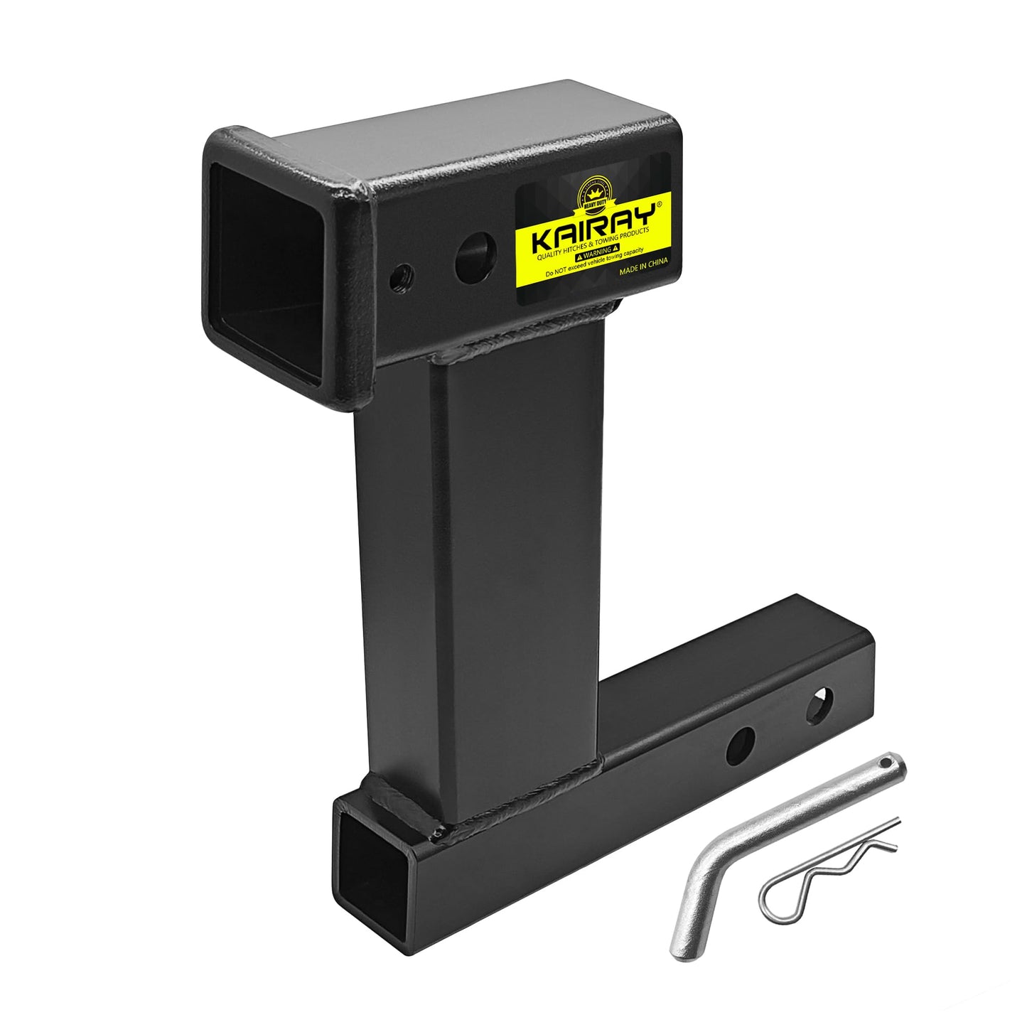 KAIRAY Trailer Receiver Hitch Riser Extender Adapter 10" Drop/Riser, 8" and 10" Extension Length, 2" Shank, 7500lbs Towing Capacity, Matte Black