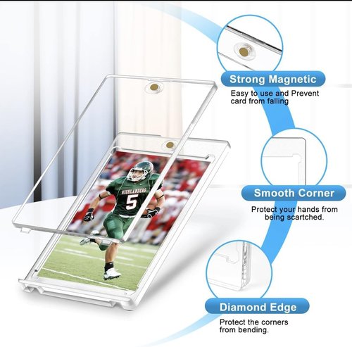 Neetbu Ultimate 35pt One-Touch Magnetic Card Holder with UV Protection ??Hard Plastic Sports/Game Card Protector Case for Collectibles, Trading Cards & Gaming Cards (20,30,40-Pack, White) (40)