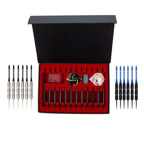WINSDART ADKX Steel Tip Darts 12 Pack Set with Nonslip Iron Barrel Aluminum Dart Shafts and Flights + Darts Sharpener + an Gift Box (Darts-A)