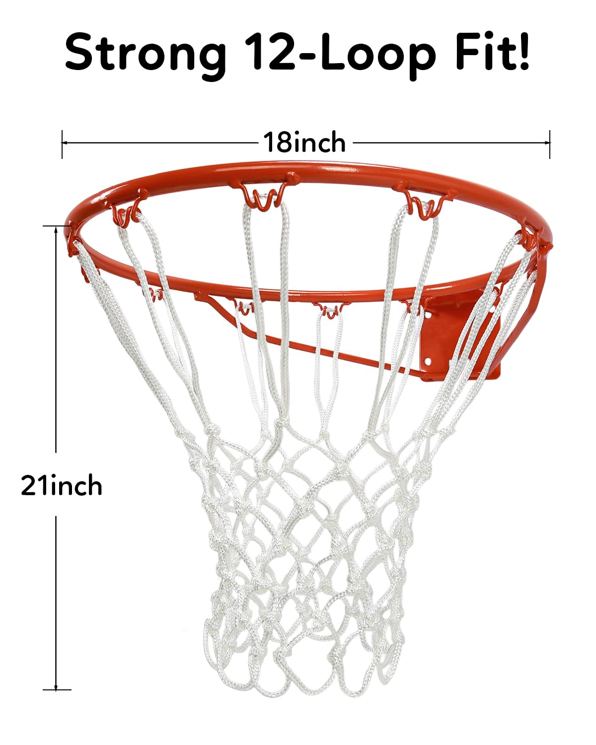 Basketball Net Heavy Duty Outdoor - 7.16oz, 12 Loops Anti-Whip All-Weather Sports Net, Replacement Net for Standard Rims, Compatible with Pool Hoop, Backyard Court & Indoor Goals - 2 Pack