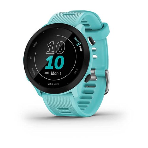 Garmin Forerunner 55, GPS Running Watch with Daily Suggested Workouts, Up to 2 weeks of Battery Life, Aqua One Size (Renewed)