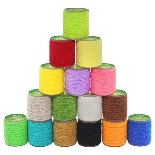 LURELINK Chenille Fly Tying Materials 16-Color Kit Fly Tying Supplies for Crappie Jigs, Wooly Buggers, Streamers (Standard Chenille -16 Color Set)