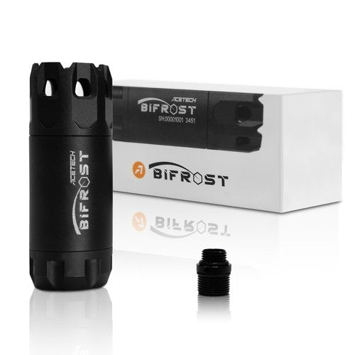ACETECH Airsoft Pistol/Riffle RGB Tracer Unit Bifrost 14mm CCW Negative Thread with M14- to M11+ Adaptor Green/Gel BB LED Rainbow Lighting Effect (Standard Black)