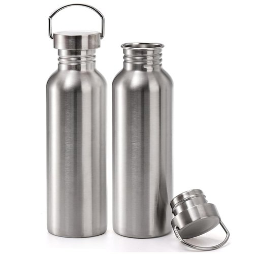 LyyGuanYoo 2 Pack 18/8 Stainless Steel Water Bottle, 26OZ Single Wall Sports Water Bottle for Camping Picnic, Metal Sports Kettle with Handle for Runners, Hikers, Cyclists