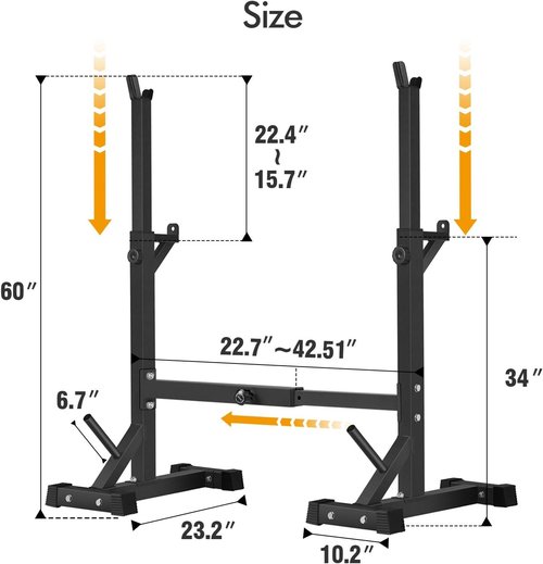 BangTong&Li Squat Rack Stand,Barbell Rack,Bench Press Rack Stand Home Gym Adjustable Weight Rack 550Lbs (Black)