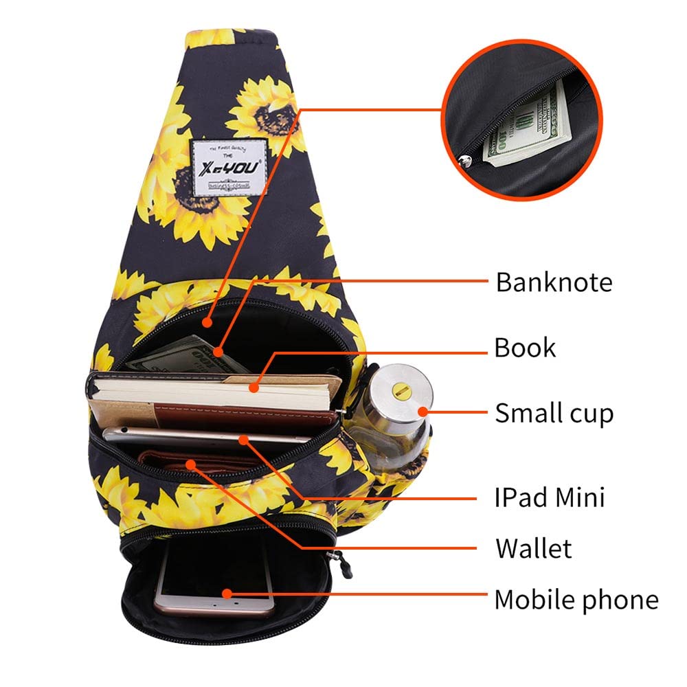 XEYOU Small Sling Bag for Women Crossbody Backpack Hiking Travel Daypack Chest Bag Lightweight Shoulder Bag