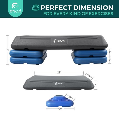Enovi Exercise Step Aerobic Step Platform, Exercise Step Platform, Step Up Exercise Platform, Obsidian
