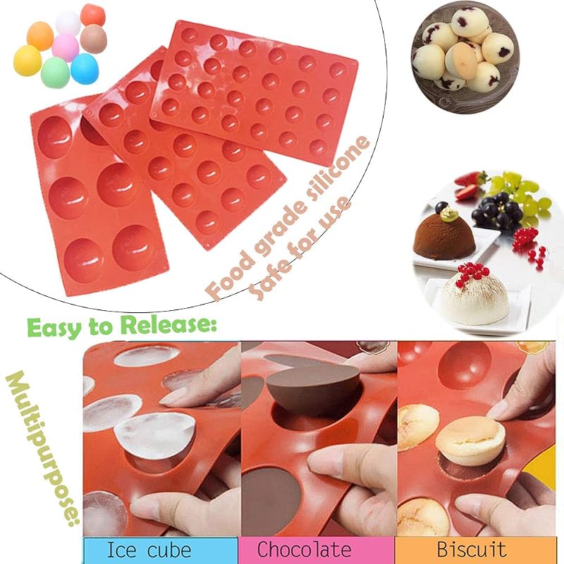 Shxmlf Semicircle Silicone Mold 4-Pack – Half Sphere Cake, Mousse & Gummy Molds Set